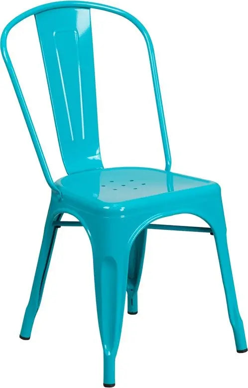 Brimmes Crystal Teal-Blue Metal Stackable Chair for Patio/Bar/Restaurant iHome Studio