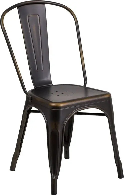 Brimmes Distressed Copper Metal Stackable Chair for Patio/Bar/Restaurant iHome Studio