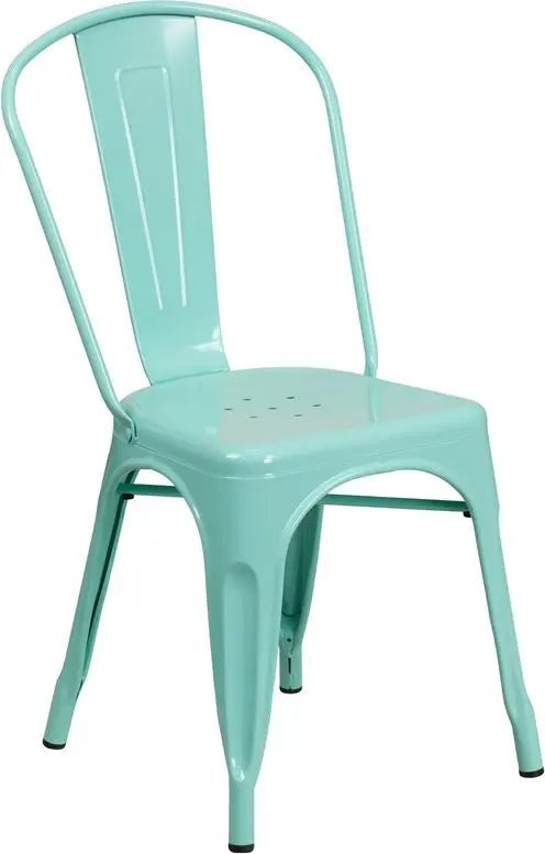 Brimmes Mint Green Metal Stackable Chair for Patio/Bar/Restaurant iHome Studio