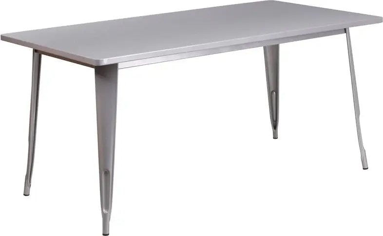 Brimmes Rectangular 31.5'' x 63'' Silver Metal Table for Patio/Bar iHome Studio