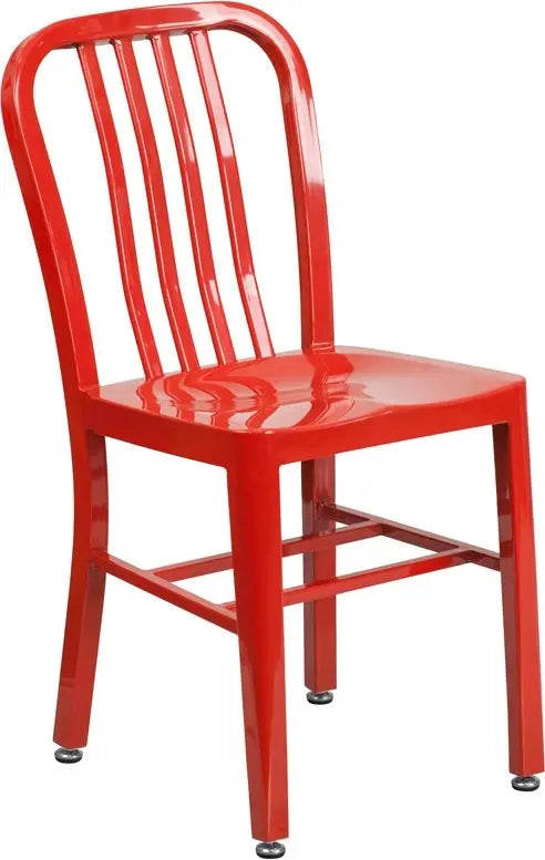Brimmes Red Metal Chair w/Vertical Slat Back Back for Patio/Bar/Restaurant iHome Studio