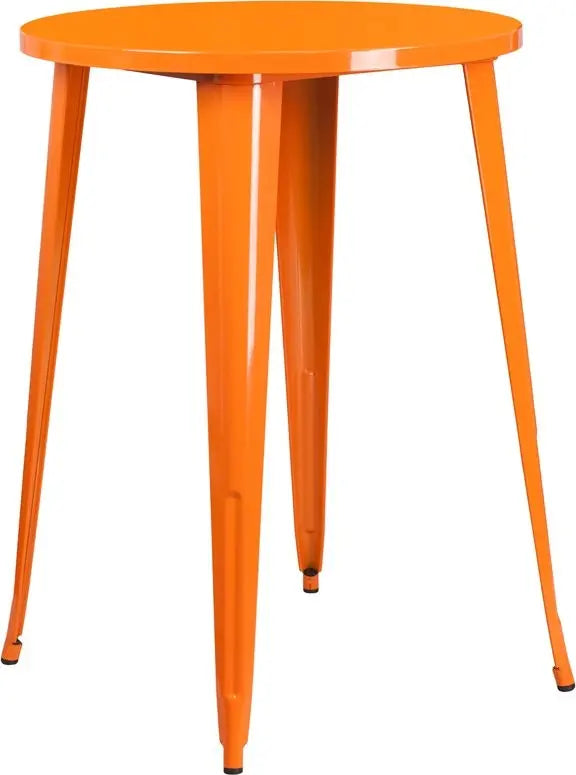 Brimmes Round 30'' Orange Metal Bar Height Table for Patio/Bar iHome Studio