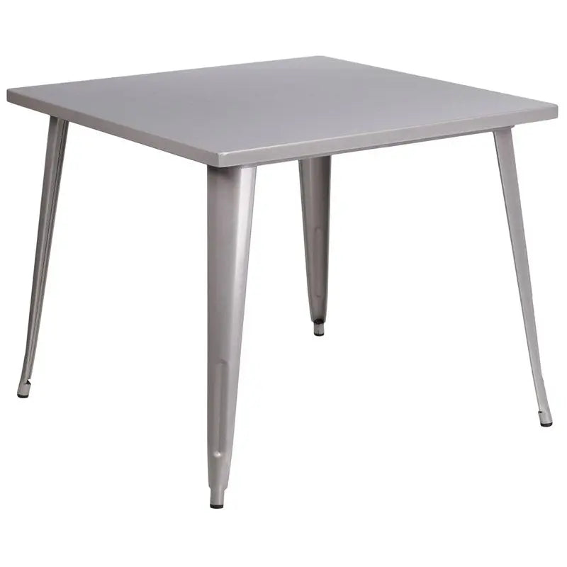 Brimmes Square 35.5'' Silver Metal Table for Patio/Bar iHome Studio