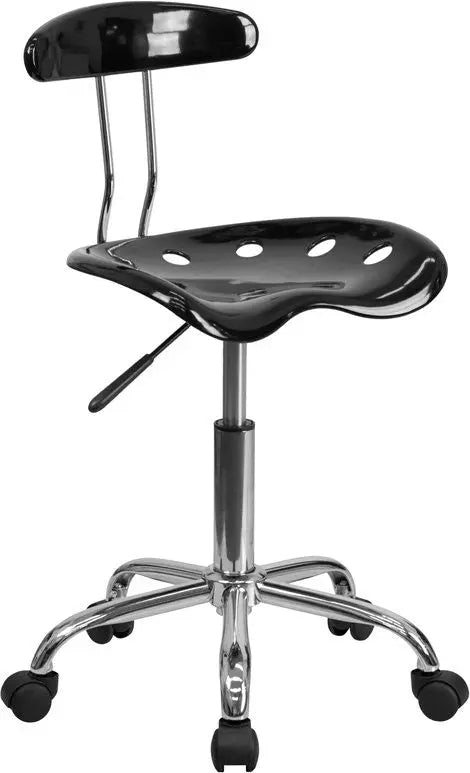 Brittany Black & Chrome Swivel Home/Office Task Chair w/Tractor Seat iHome Studio