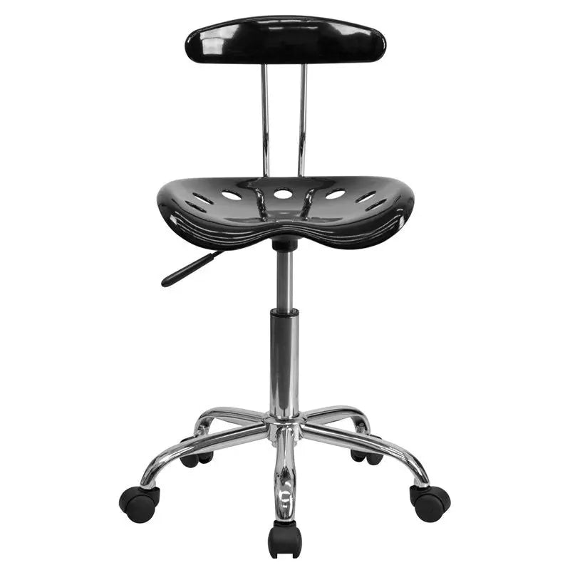 Brittany Black & Chrome Swivel Home/Office Task Chair w/Tractor Seat iHome Studio