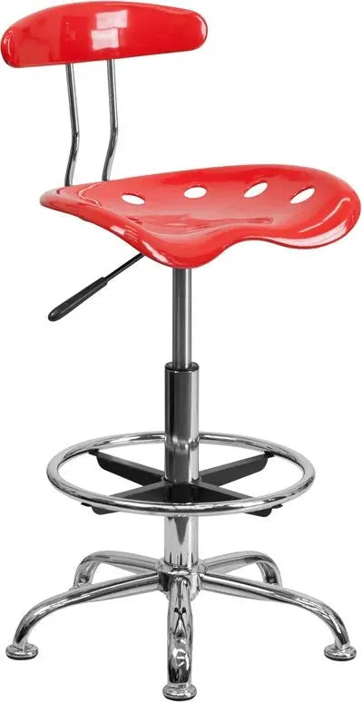 Brittany Cherry Tomato Professional Drafting Stool w/Tractor Seat iHome Studio