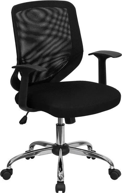 Brittany Mid-Back Black Mesh Modern Swivel Home/Office Task Chair w/Arms iHome Studio