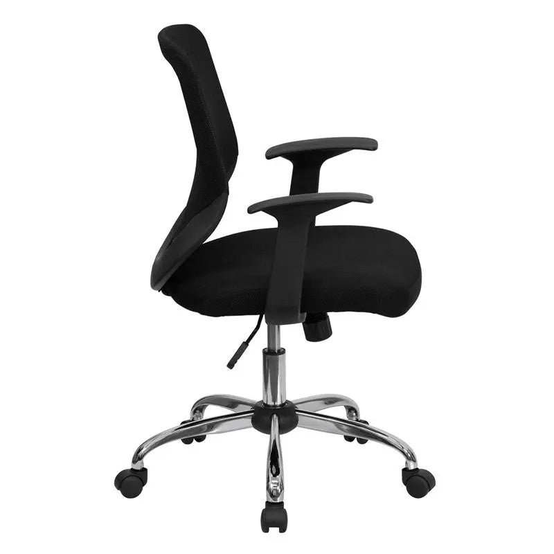 Brittany Mid-Back Black Mesh Modern Swivel Home/Office Task Chair w/Arms iHome Studio