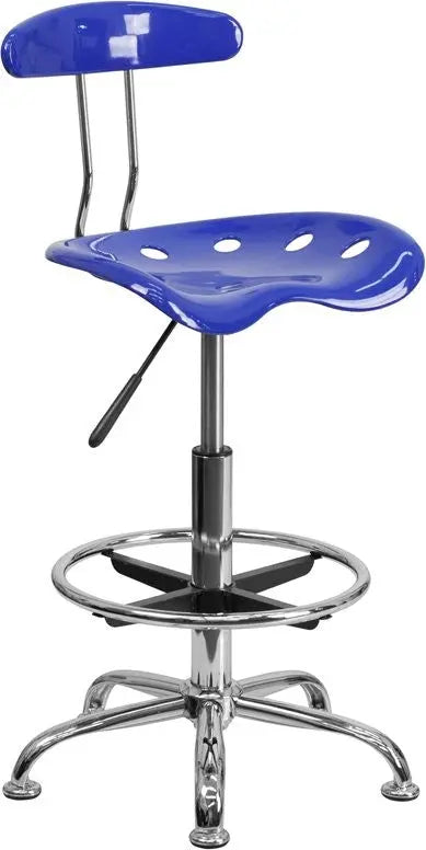 Brittany Nautical Blue Professional Drafting Stool w/Tractor Seat iHome Studio