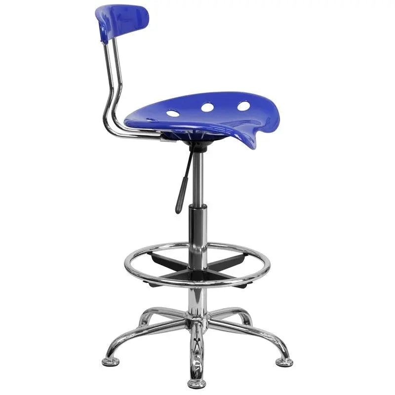 Brittany Nautical Blue Professional Drafting Stool w/Tractor Seat iHome Studio