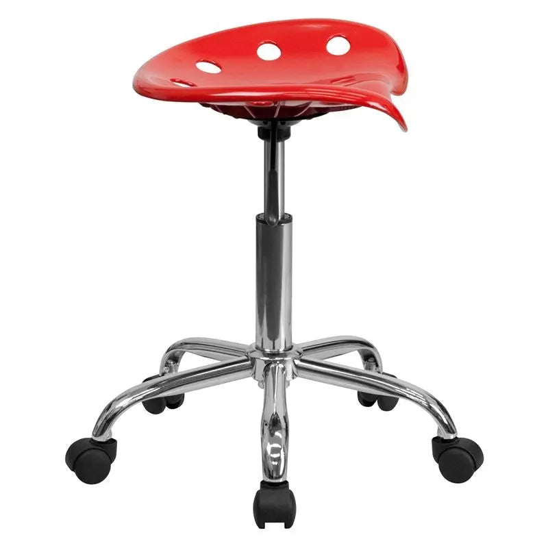 Brittany Red Tractor Seat & Chrome Multipurpose Stool iHome Studio