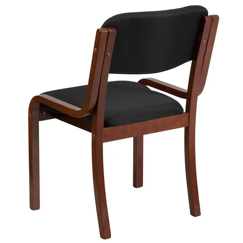 Brittany Walnut Wood Side Reception/Guest Chair w/Black Fabric Seat iHome Studio