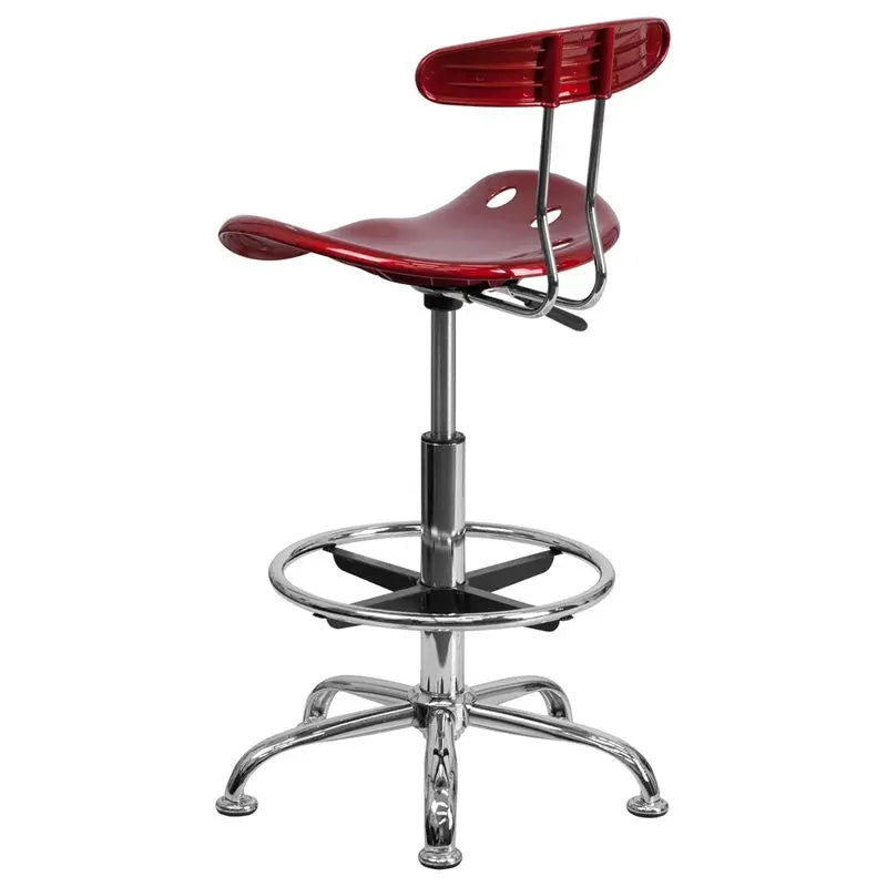 Brittany Wine Red Professional Drafting Stool w/Tractor Seat iHome Studio