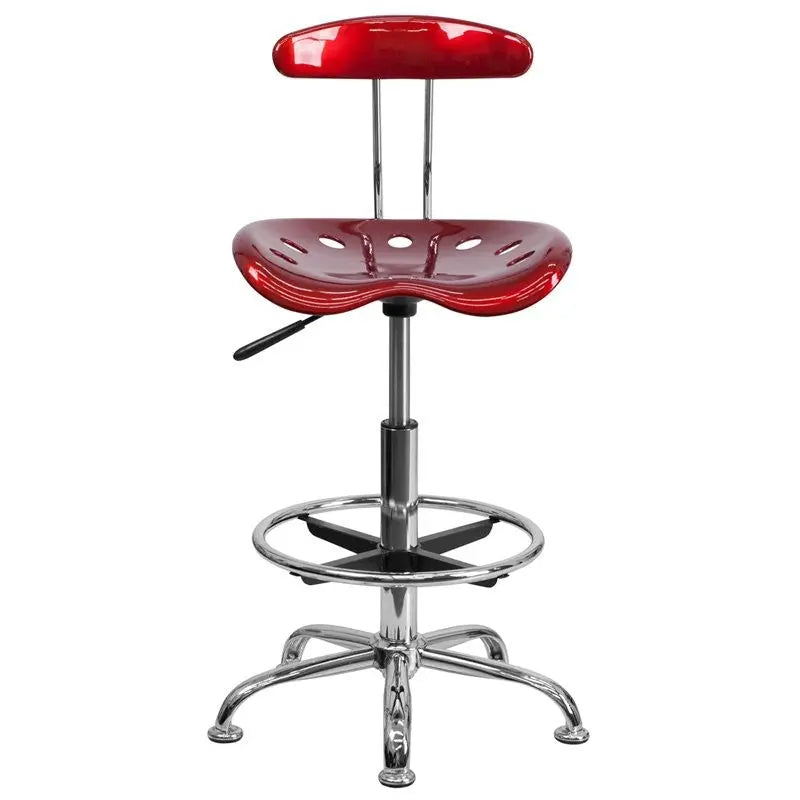 Brittany Wine Red Professional Drafting Stool w/Tractor Seat iHome Studio