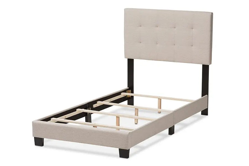 Brookfield Beige Fabric Box Spring Bed (Twin) iHome Studio