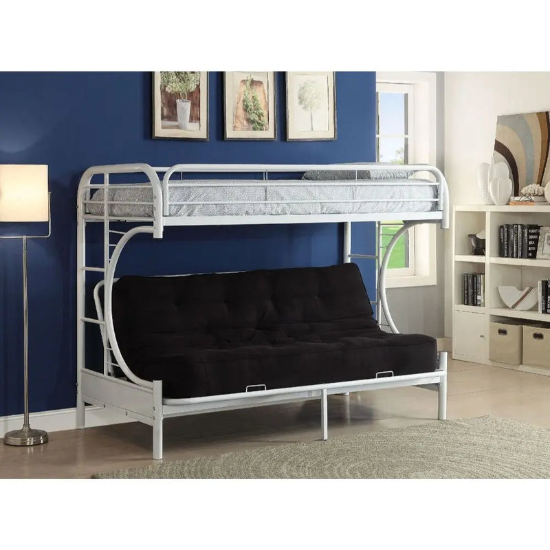 Cameron Twin/Full/Futon Metal Bunk Bed, White iHome Studio