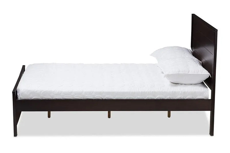 Catalina Dark Brown Finished Wood Platform Bed w/Headboard Panelling (Full) iHome Studio