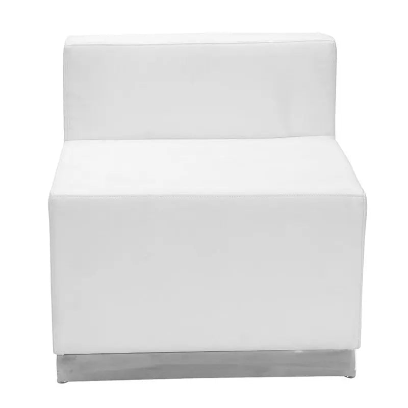 Chancellor "Cleo" White Leather Reception/Guest Chair w/Brushed Stainless Steel Base iHome Studio