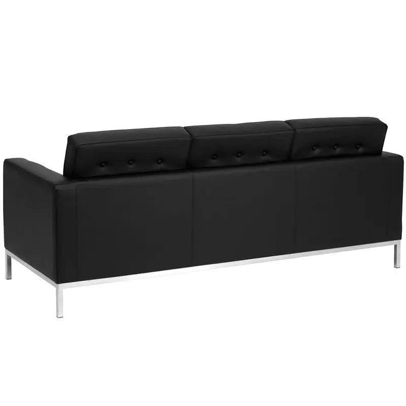 Chancellor "Iris" Black Leather Sofa with Stainless Steel Frame iHome Studio