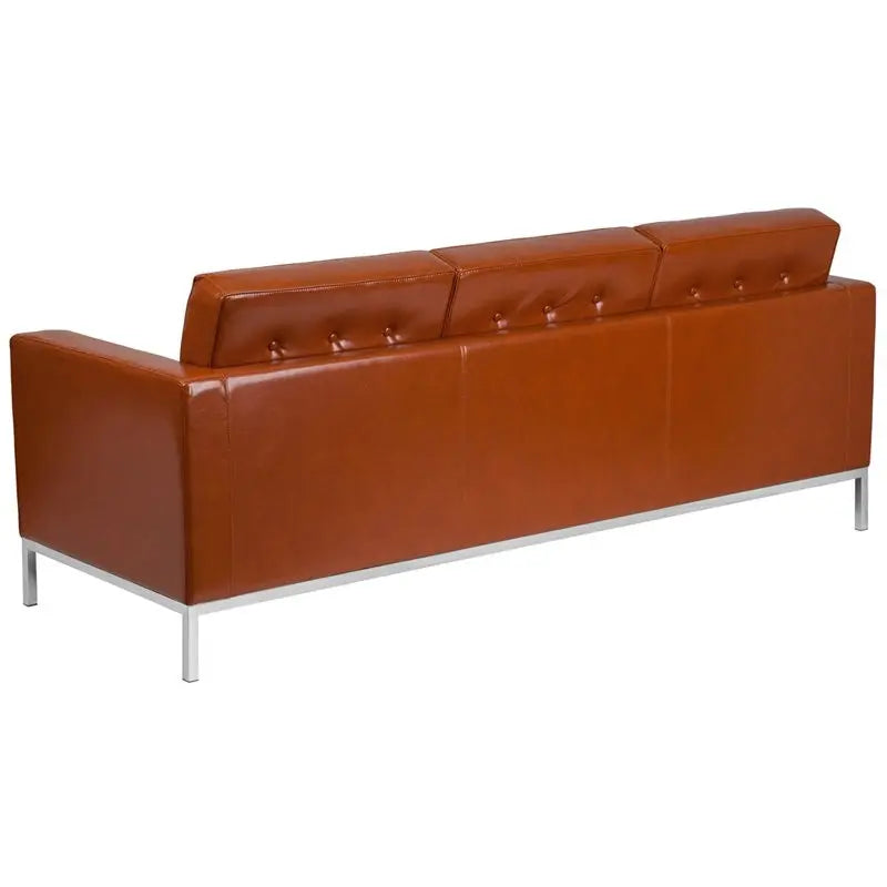 Chancellor "Iris" Cognac Leather Sofa with Stainless Steel Frame iHome Studio