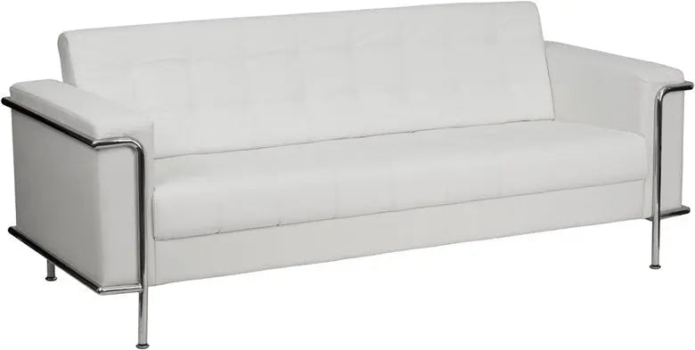 Chancellor "Irma" White Leather Sofa with Encasing Frame iHome Studio