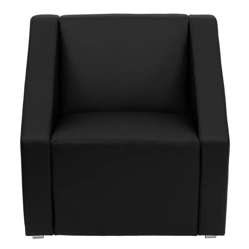 Chancellor Office Black Leather Reception/Guest Lounge Chair iHome Studio