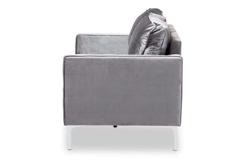 Clara Grey Velvet Fabric Upholstered 2-Seater Loveseat iHome Studio