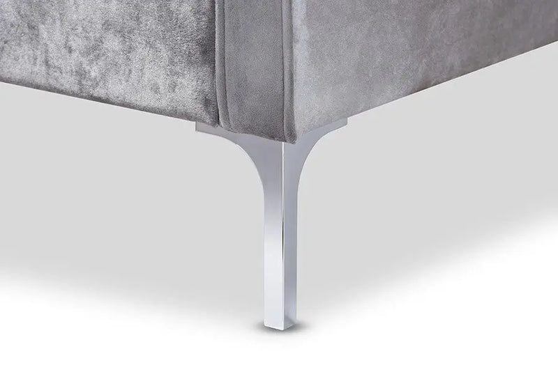 Clara Grey Velvet Fabric Upholstered 3-Seater Sofa iHome Studio
