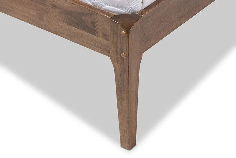 Clifford Dark Grey Fabric & Brown Finish Wood Platform Bed w/Tapered Legs (King) iHome Studio