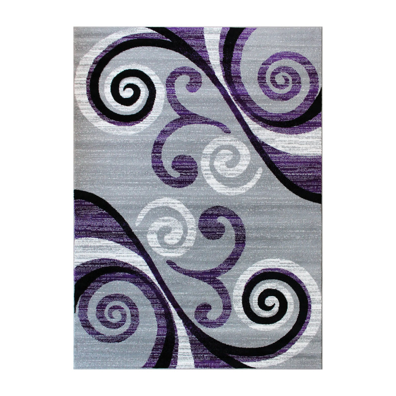 Clifton Collection 4' x 5' Purple Abstract Area Rug - Olefin Rug with Jute Backing iHome Studio