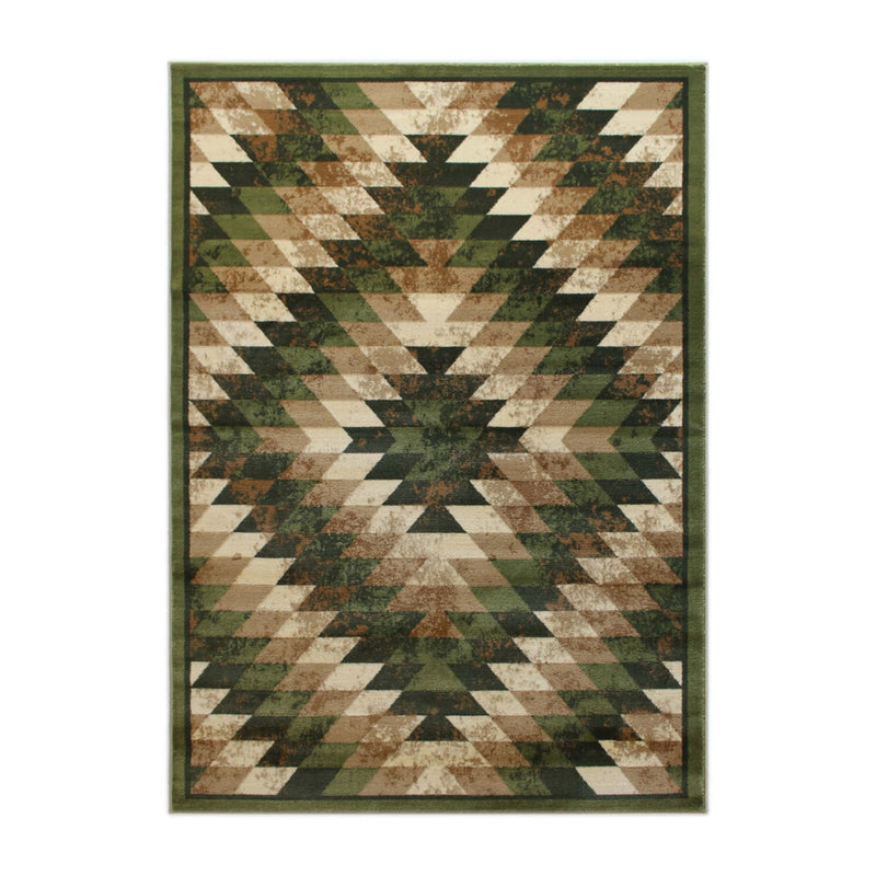 Clifton Collection Southwestern Type 2 5' x 7' Green Area Rug - Olefin Rug with Jute Backing iHome Studio