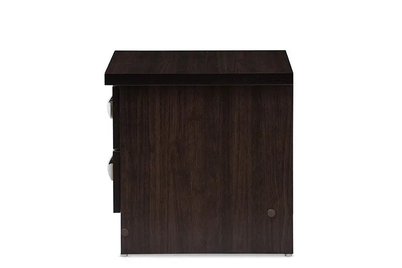 Colburn 2-Drawer Dark Brown Finish Wood Storage Nightstand Bedside Table iHome Studio