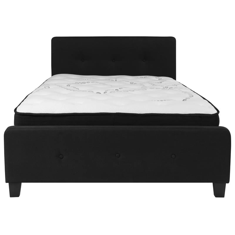 Collette Tufted Upholstered Platform Bed, Black w/Mattress (Full) iHome Studio