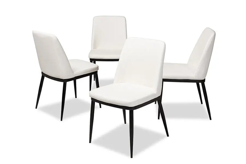Darcell White Faux Leather Upholstered Dining Chair - 4pcs iHome Studio