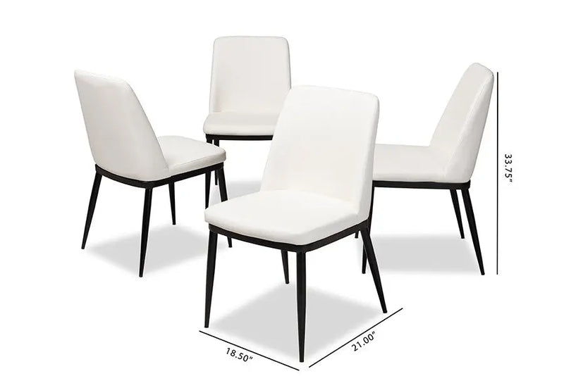 Darcell White Faux Leather Upholstered Dining Chair - 4pcs iHome Studio