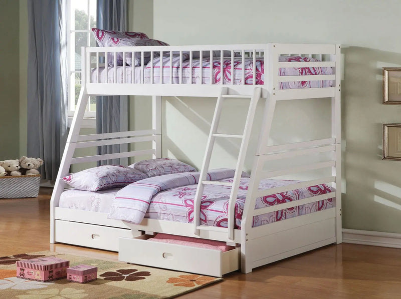 Denver Twin/Full Bunk Bed w/Drawers, White iHome Studio