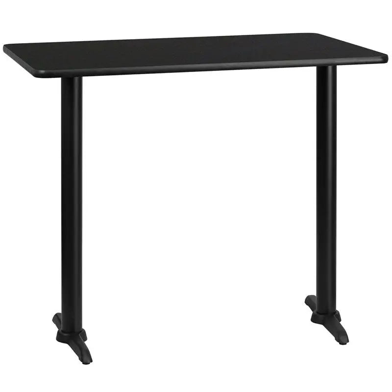 Dyersburg 30'' x 48'' Rectangular Black Laminate Table Top w/42"H T-Base iHome Studio