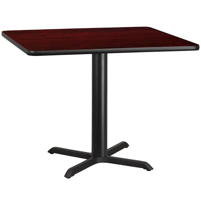 Dyersburg 42'' Square Mahogany Laminate Table Top w/30"H X-Base iHome Studio