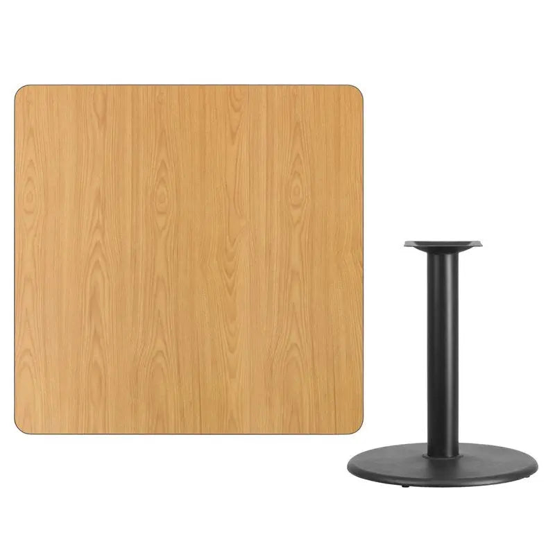 Dyersburg 42'' Square Natural Laminate Table Top w/30"H Round Base iHome Studio