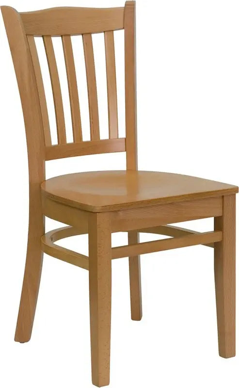Dyersburg Wood Chair Vertical Slat Back Natural Wood Seat iHome Studio