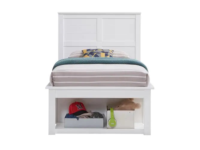 Elodie Twin Bed w/Two Drawer Storage, White Finish iHome Studio