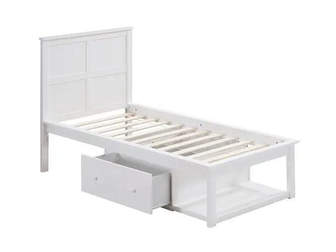 Elodie Twin Bed w/Two Drawer Storage, White Finish iHome Studio
