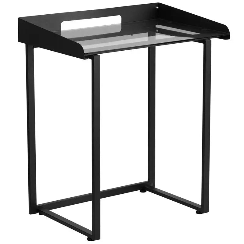 Forsan Computer Desk w/Clear Tempered Glass and Black Frame iHome Studio