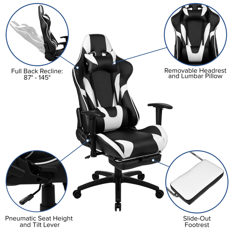 Hamlet Laminate Top Desk w/Removable Headrest & Lumbar Support Chair Set, Footrest iHome Studio