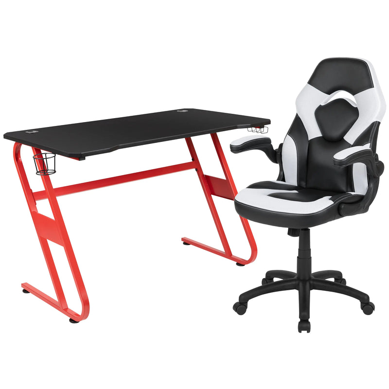 Hamlet Laminate Top, Red Frame Desk w/Racing Chair Set iHome Studio