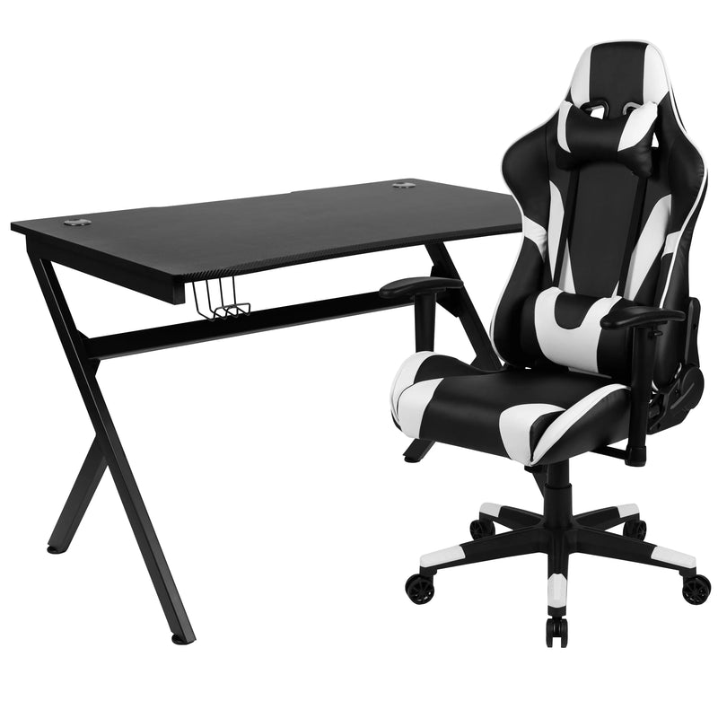 Hamlet Resin Top Desk w/Removable Headrest & Lumbar Support Chair Set iHome Studio