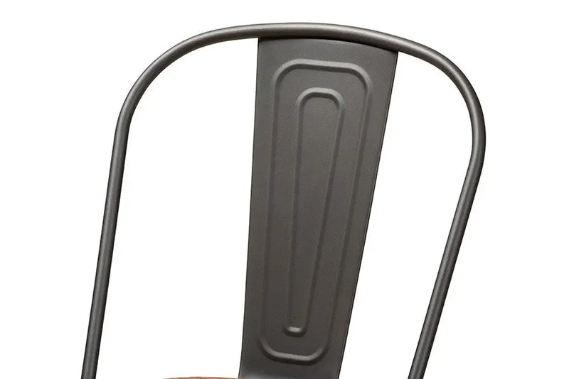 Henri Bamboo Seat w/Gun Metal-Finished Steel Stackable Dining Chair - 2pcs iHome Studio