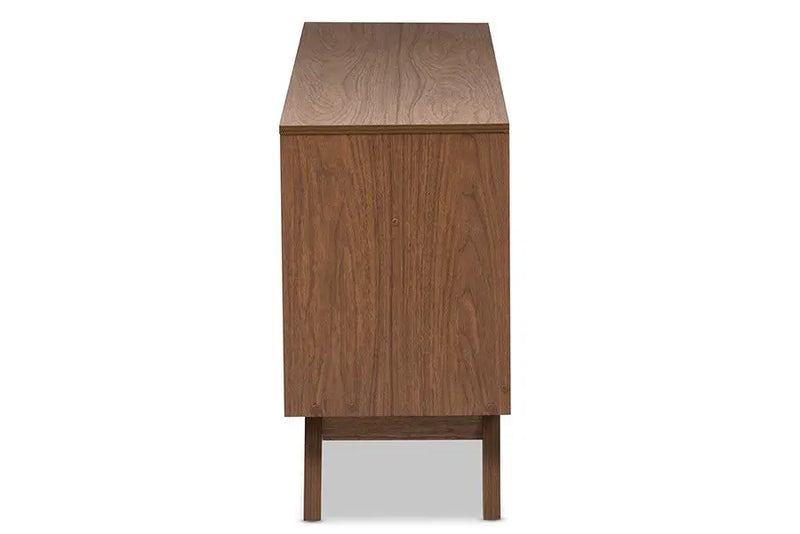 Hildon Mid-Century Modern White and Walnut Wood 6-Drawer Storage Dresser iHome Studio