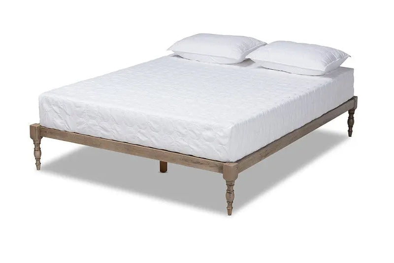 Iseline Antique Grey Wood Platform Bed Frame (Full) iHome Studio