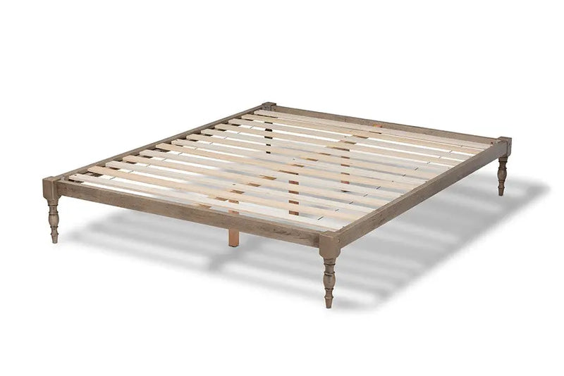 Iseline Antique Grey Wood Platform Bed Frame (Full) iHome Studio
